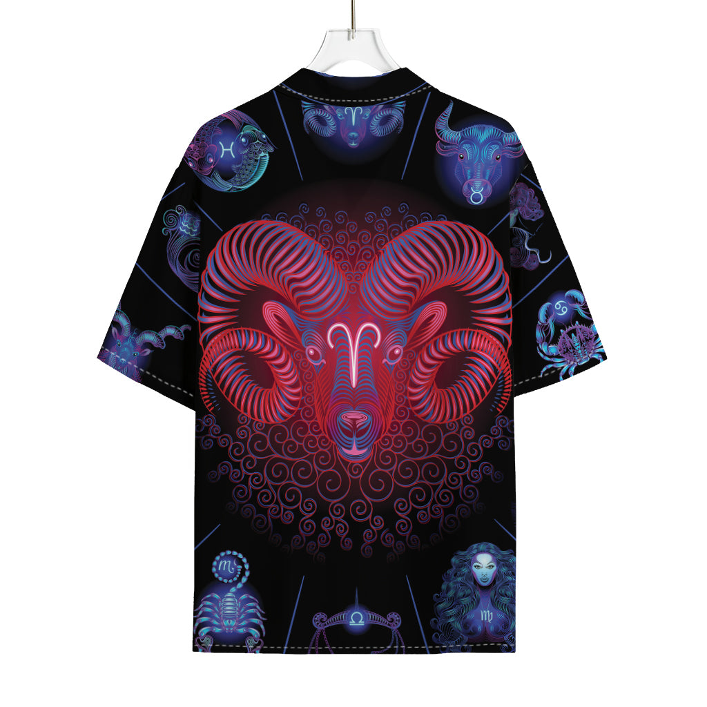 Aries And Astrological Signs Print Rayon Hawaiian Shirt