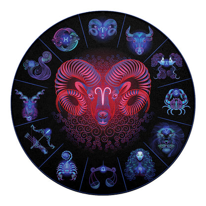 Aries And Astrological Signs Print Round Blanket