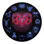 Aries And Astrological Signs Print Round Blanket