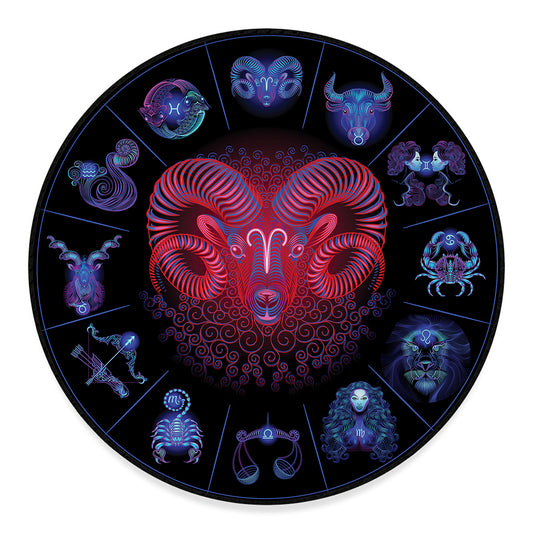 Aries And Astrological Signs Print Round Floor Mat