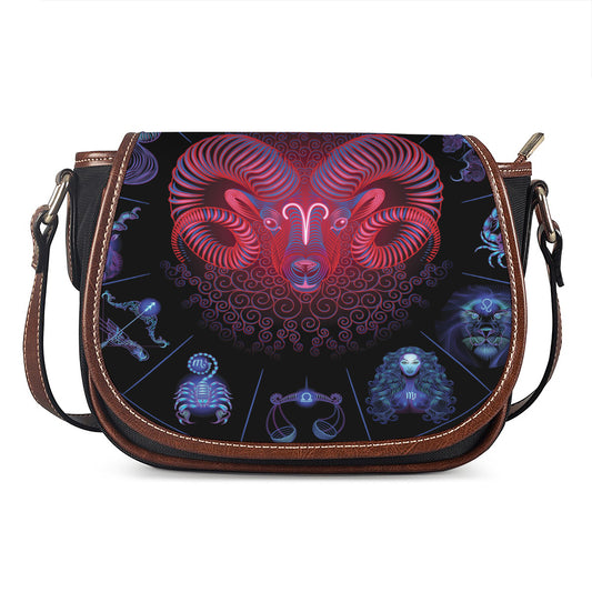 Aries And Astrological Signs Print Saddle Bag
