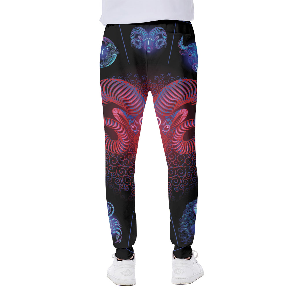 Aries And Astrological Signs Print Scuba Joggers