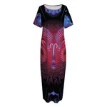 Aries And Astrological Signs Print Short Sleeve Long Nightdress