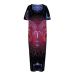 Aries And Astrological Signs Print Short Sleeve Long Nightdress