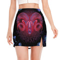 Aries And Astrological Signs Print Side Slit Mini Skirt