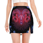 Aries And Astrological Signs Print Side Slit Mini Skirt