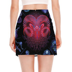 Aries And Astrological Signs Print Side Slit Mini Skirt