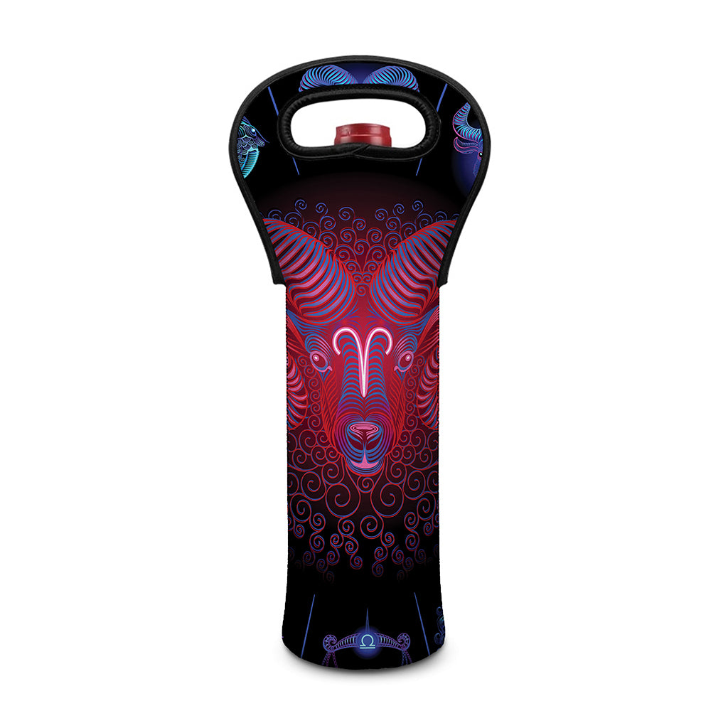 Aries And Astrological Signs Print Single Neoprene Wine Tote