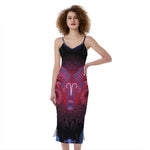 Aries And Astrological Signs Print Slim Fit Midi Cami Dress