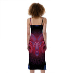 Aries And Astrological Signs Print Slim Fit Midi Cami Dress