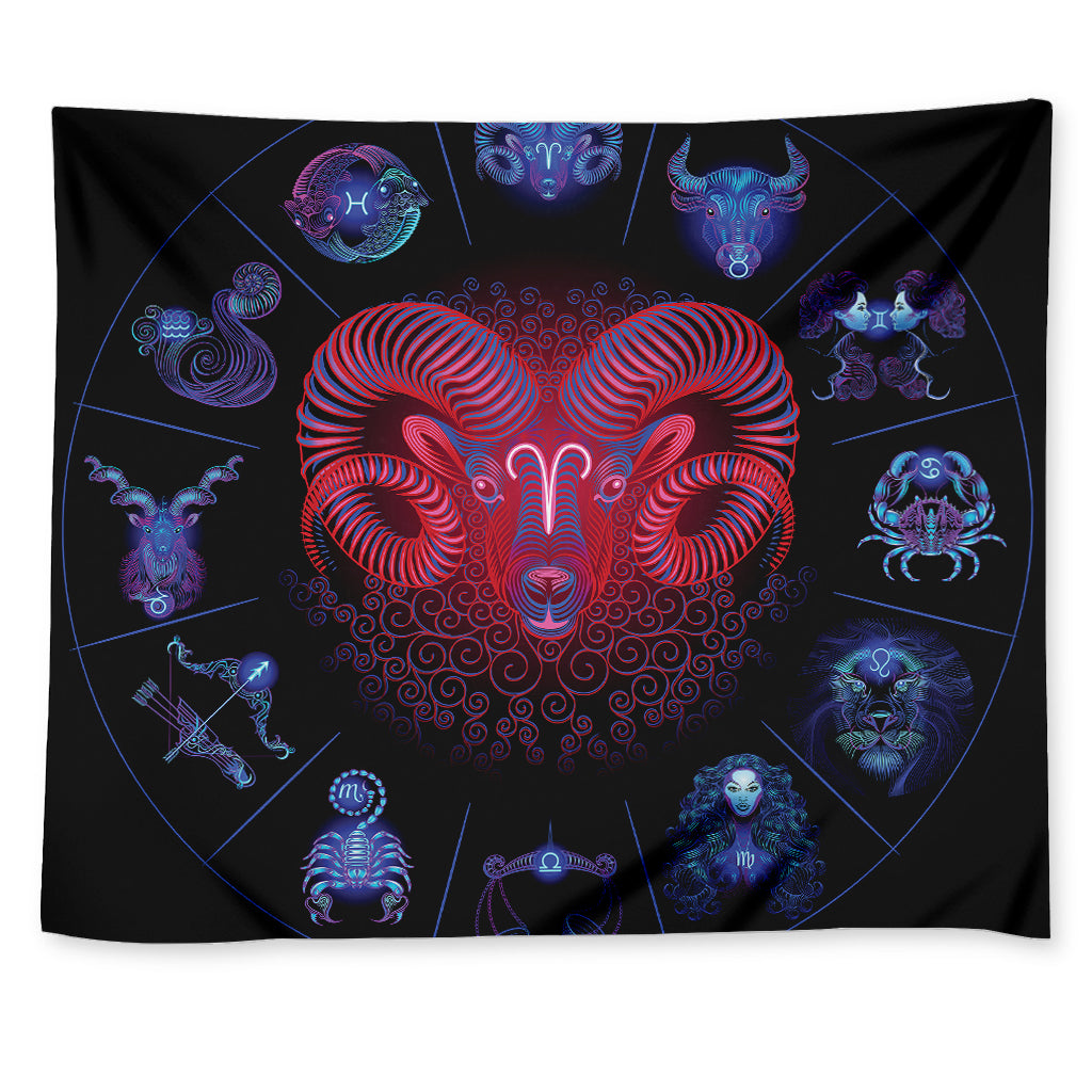 Aries And Astrological Signs Print Tapestry