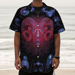 Aries And Astrological Signs Print Textured Short Sleeve Shirt