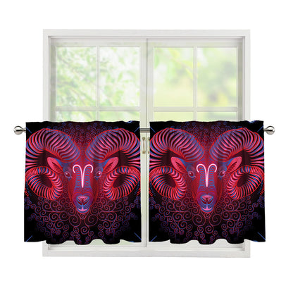 Aries And Astrological Signs Print Tier Curtains