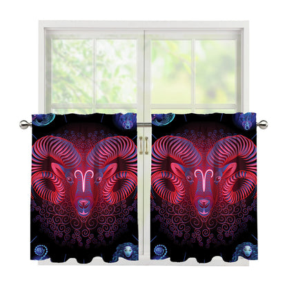 Aries And Astrological Signs Print Tier Curtains