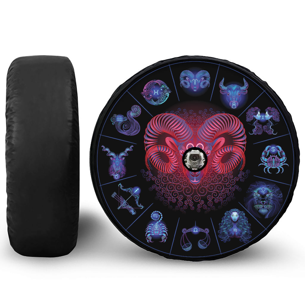 Aries And Astrological Signs Print Tire Cover With Camera Hole