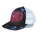 Aries And Astrological Signs Print White Mesh Trucker Cap
