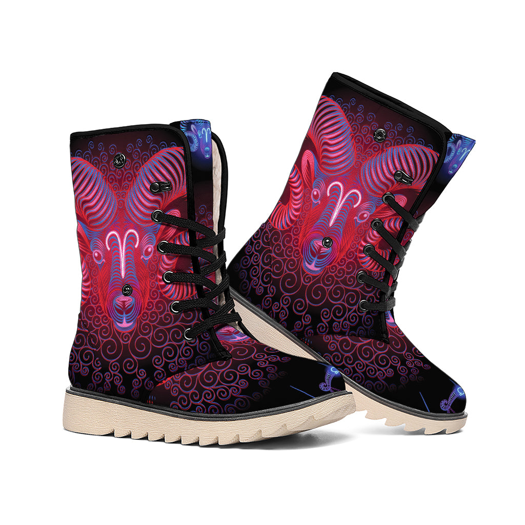 Aries And Astrological Signs Print Winter Boots