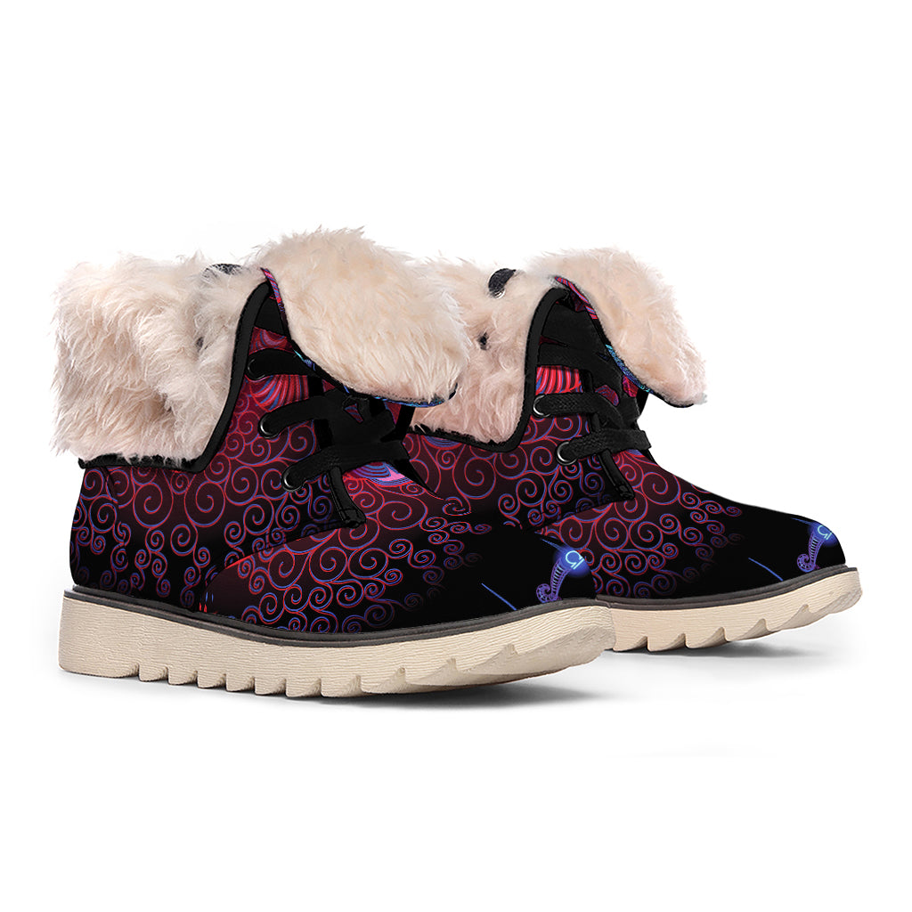 Aries And Astrological Signs Print Winter Boots