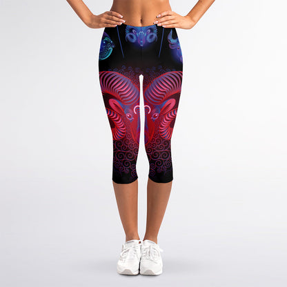 Aries And Astrological Signs Print Women's Capri Leggings