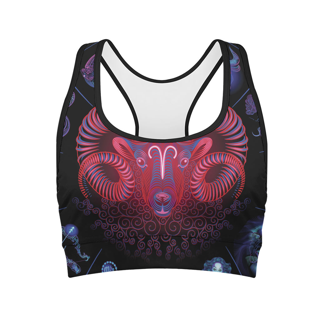 Aries And Astrological Signs Print Women's Sports Bra