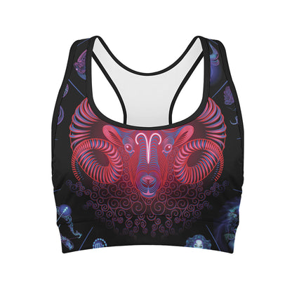 Aries And Astrological Signs Print Women's Sports Bra