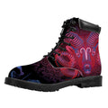 Aries And Astrological Signs Print Padded Collar Lace Up Boots