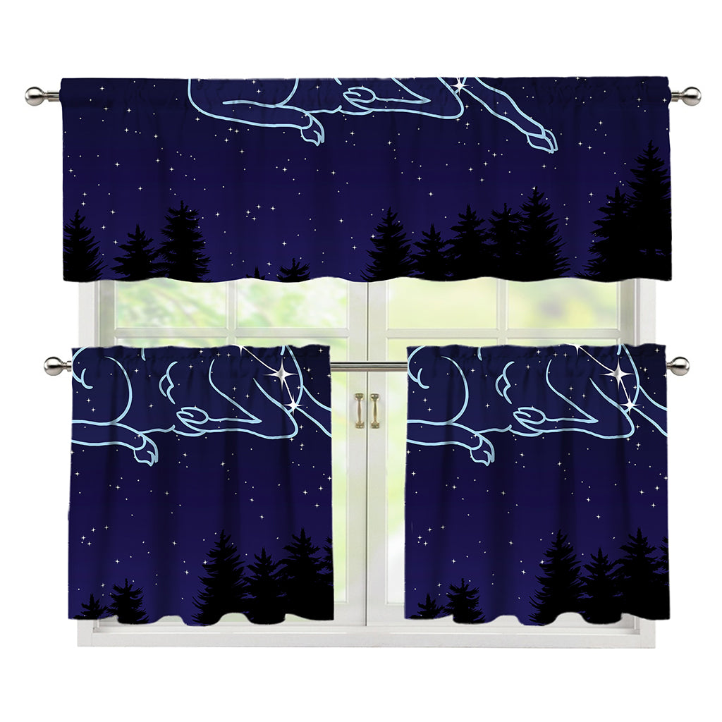 Aries Constellation Print 3 Piece Kitchen Curtains