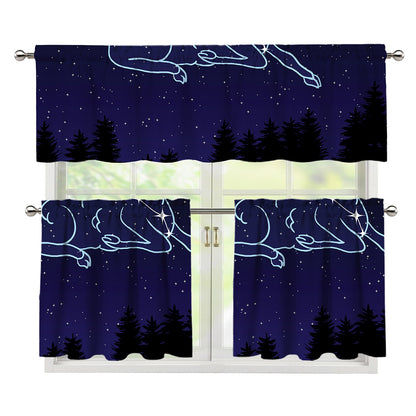 Aries Constellation Print 3 Piece Kitchen Curtains