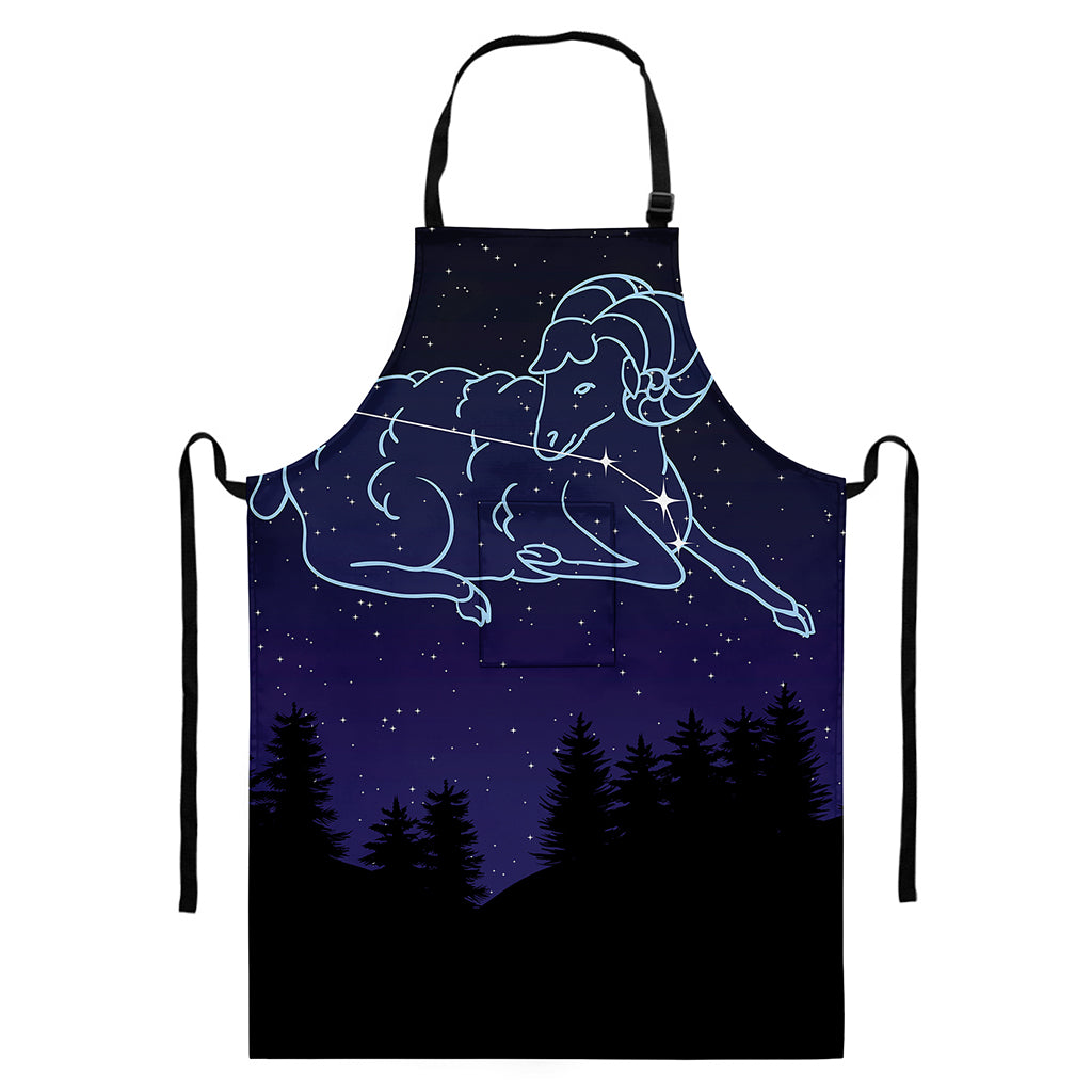 Aries Constellation Print Bib Apron With Pocket