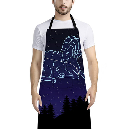 Aries Constellation Print Bib Apron With Pocket