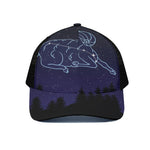 Aries Constellation Print Black Mesh Trucker Cap
