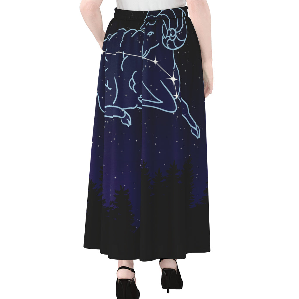 Aries Constellation Print Chiffon Maxi Skirt