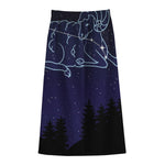 Aries Constellation Print Cotton Front Slit Maxi Skirt