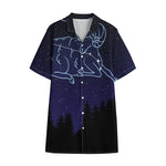 Aries Constellation Print Cotton Hawaiian Shirt