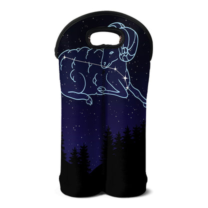 Aries Constellation Print Double Neoprene Wine Tote