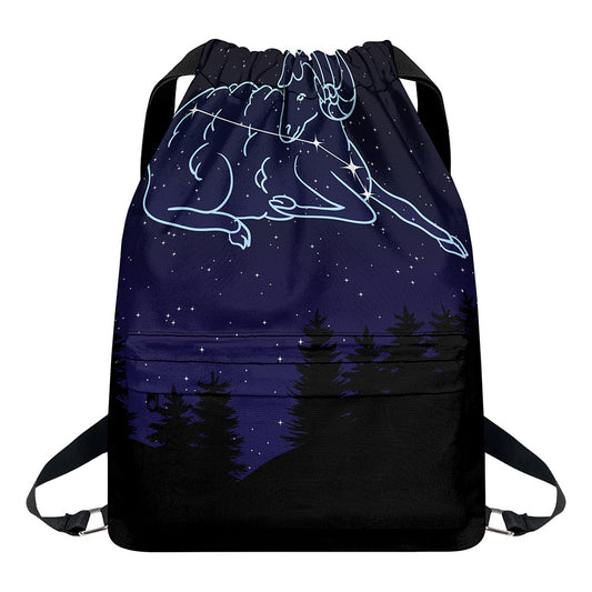 Aries Constellation Print Drawstring Backpack