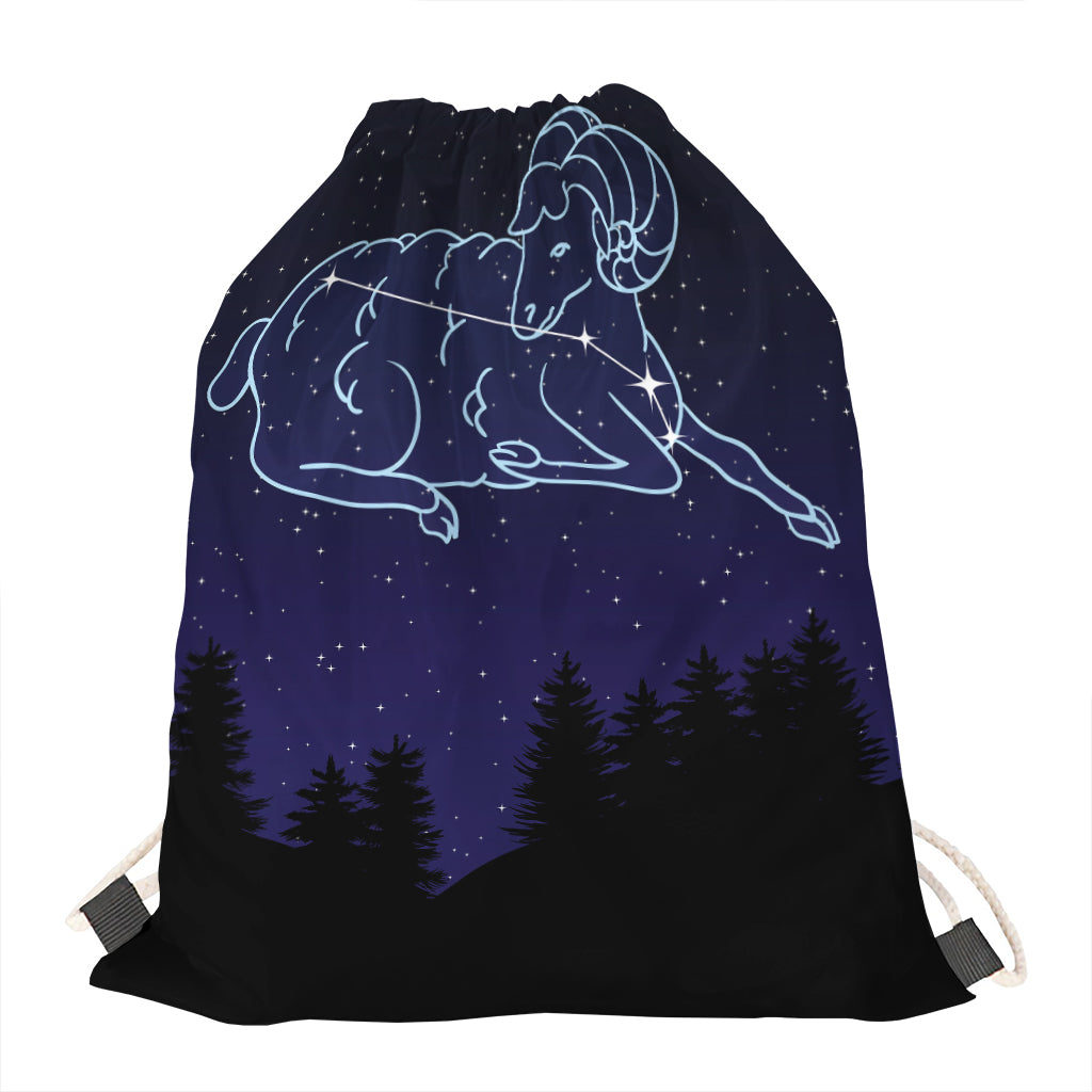 Aries Constellation Print Drawstring Bag
