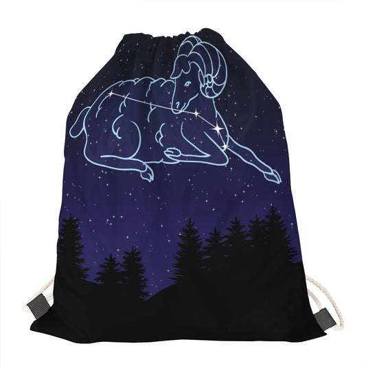 Aries Constellation Print Drawstring Bag
