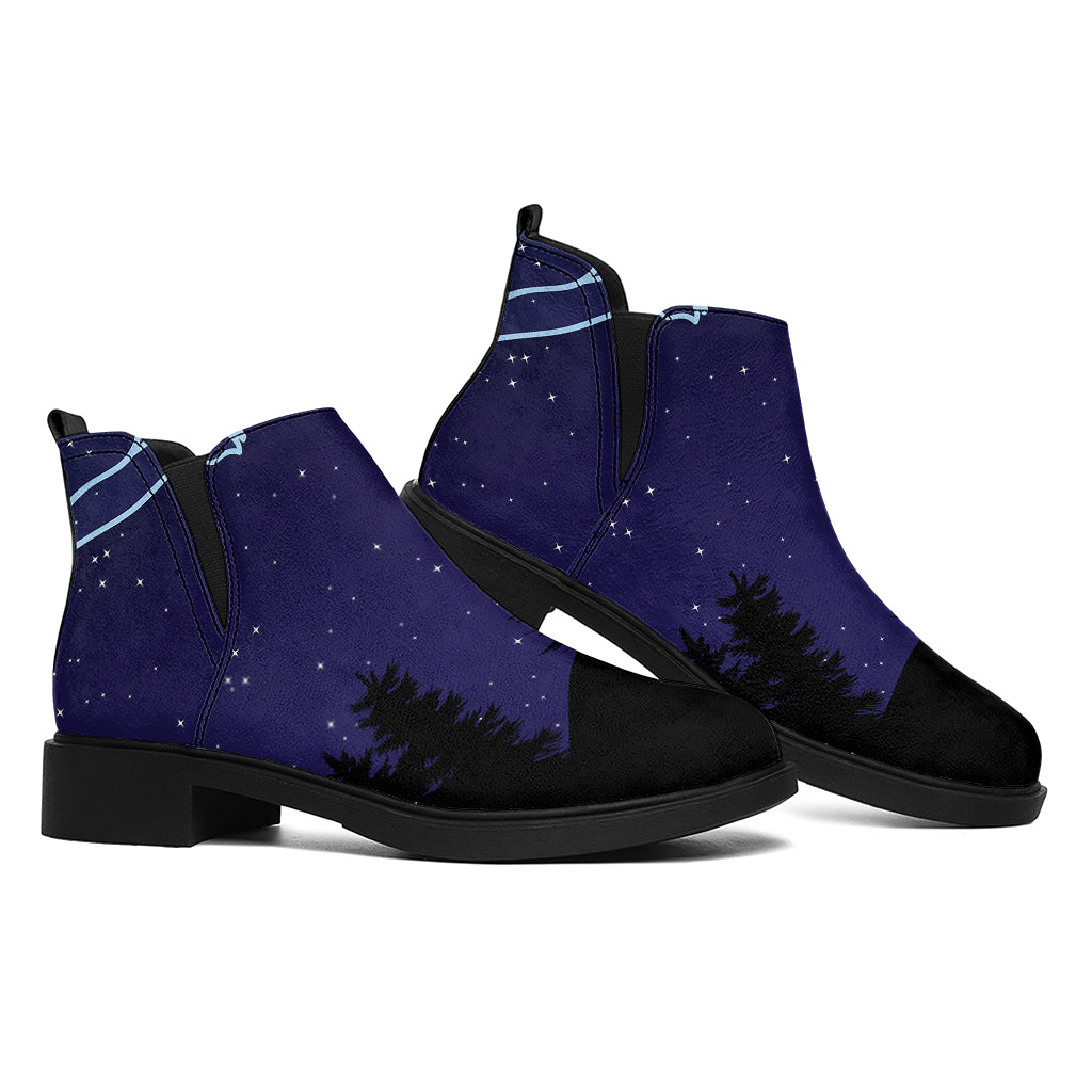 Aries Constellation Print Flat Ankle Boots