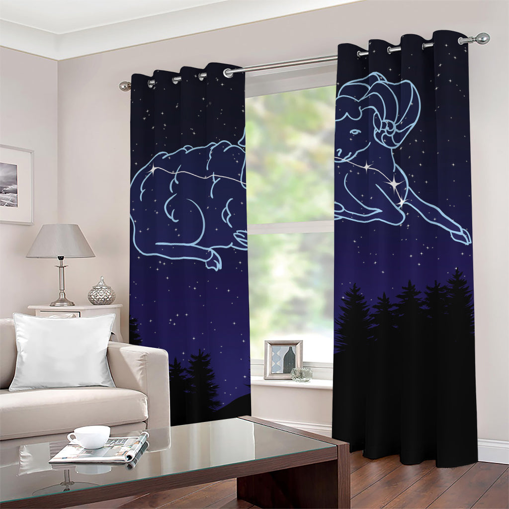 Aries Constellation Print Grommet Curtains