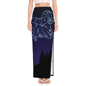 Aries Constellation Print High Slit Maxi Skirt