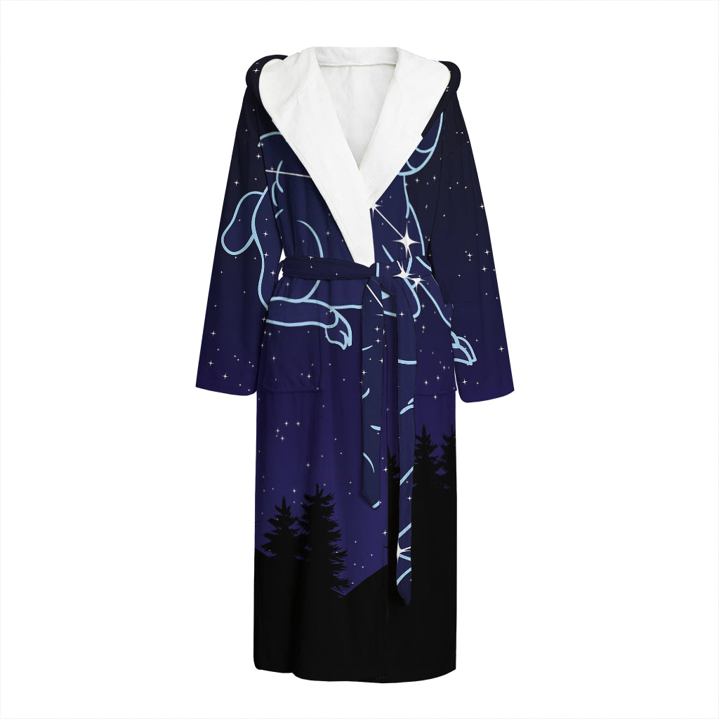 Aries Constellation Print Hooded Bathrobe