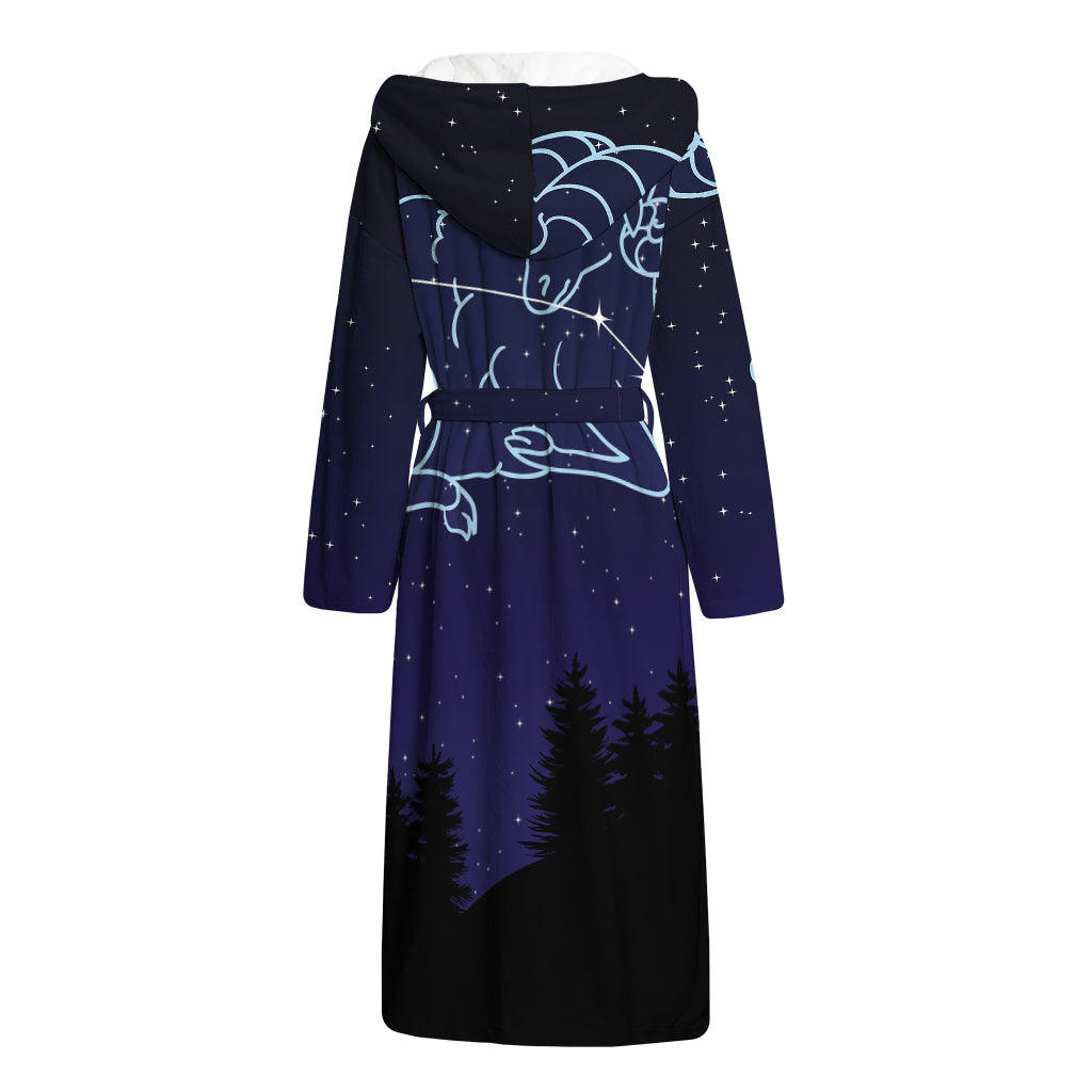 Aries Constellation Print Hooded Bathrobe