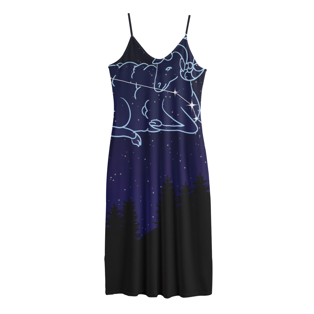 Aries Constellation Print Jersey Midi Cami Dress