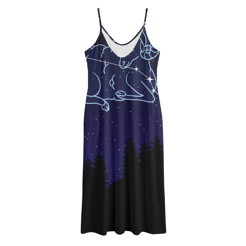 Aries Constellation Print Jersey Midi Cami Dress