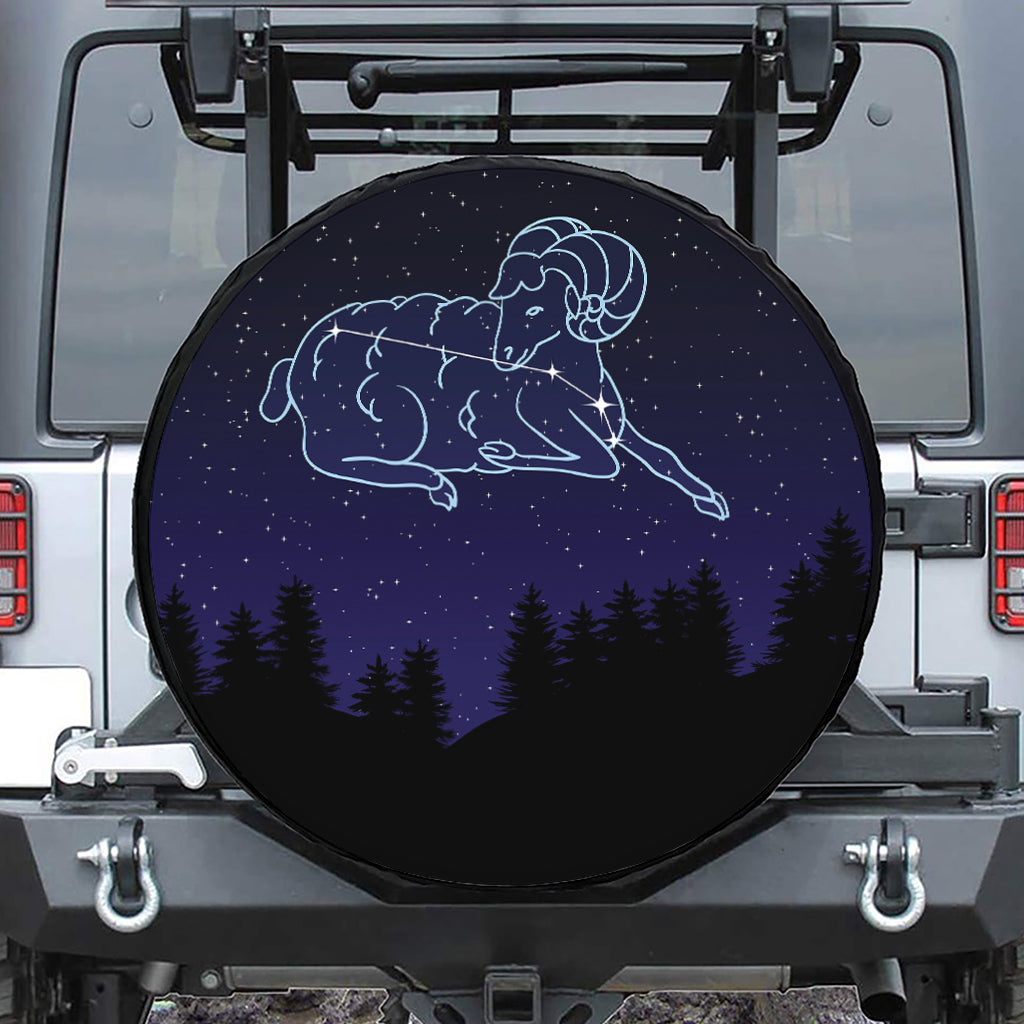 Aries Constellation Print Leather Spare Tire Cover