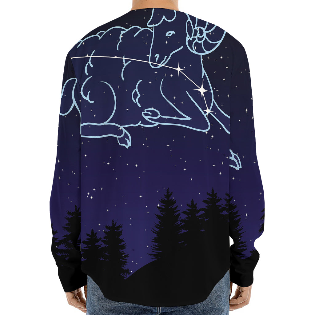 Aries Constellation Print Long Sleeve Baseball Jersey