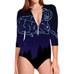 Aries Constellation Print Long Sleeve Swimsuit