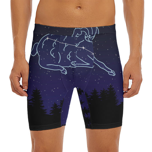 Aries Constellation Print Men's Long Boxer Briefs