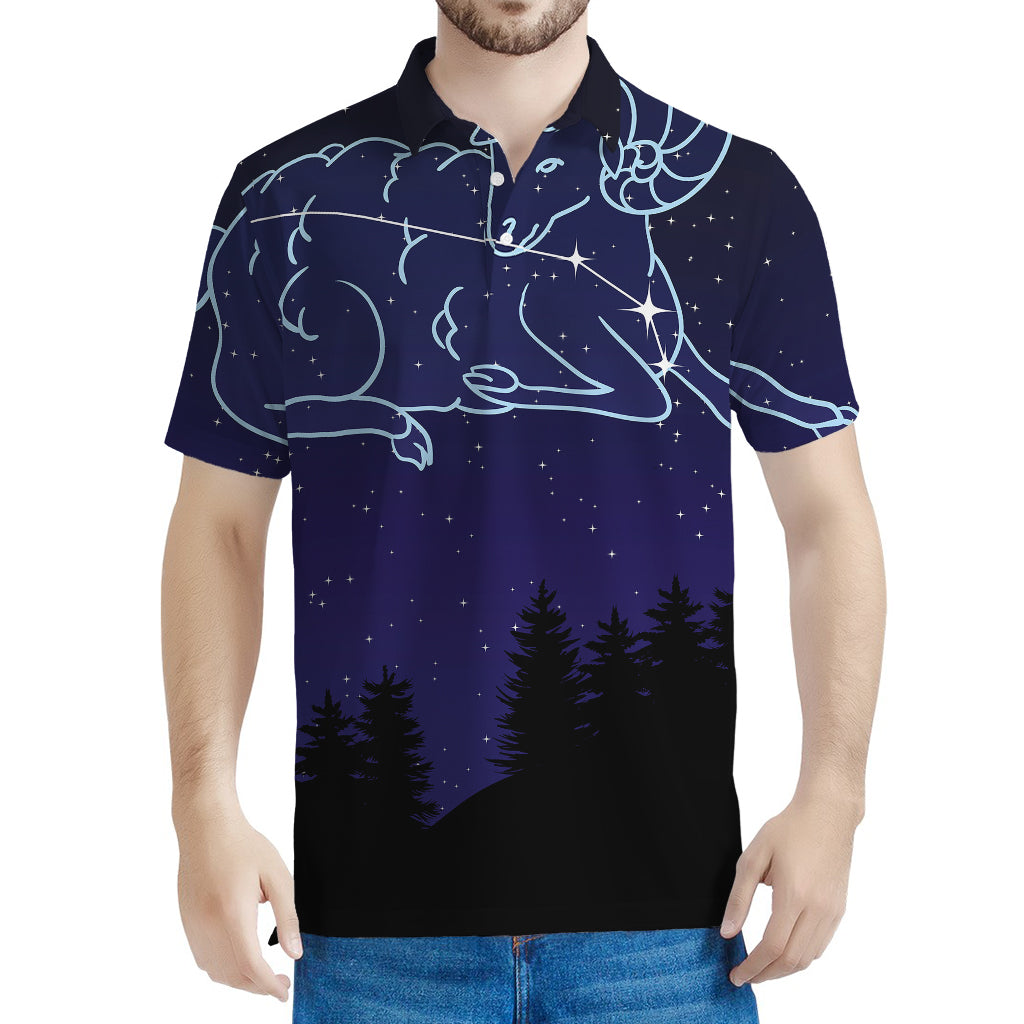 Aries Constellation Print Men's Polo Shirt